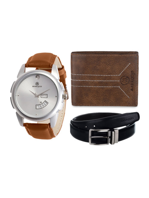 

MARKQUES Men Brown Solid Accessory Gift Set