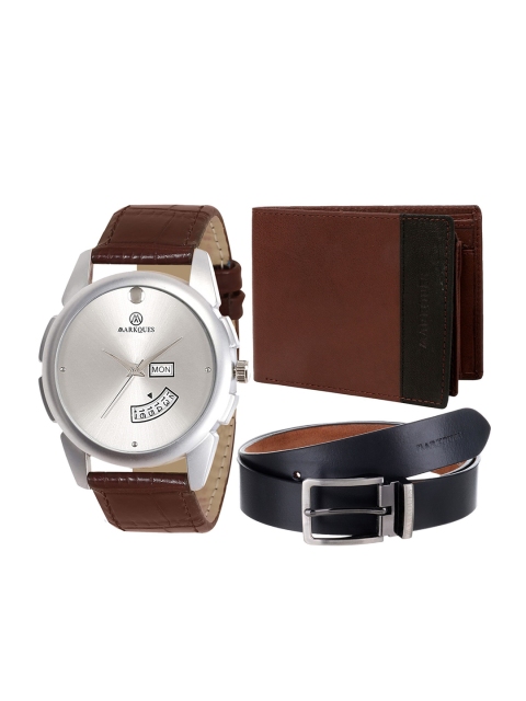 

MARKQUES Men Brown & Black Leather Accessory Gift Set