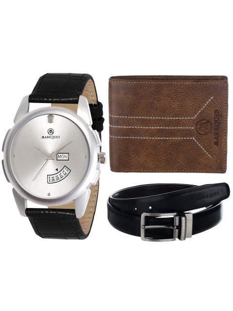 

MARKQUES Men Black & Brown Solid Leather Accessory Gift Set