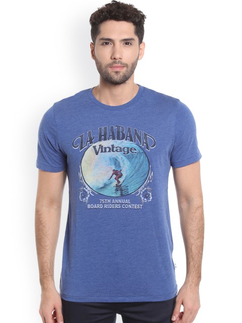 

Jack & Jones Men Blue Printed Round Neck T-shirt