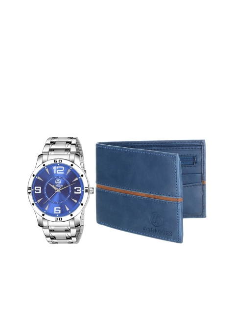 

MARKQUES Men Solid Leather Accessory Gift Set, Silver