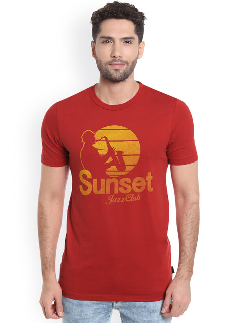 

Jack & Jones Men Red Printed Round Neck T-Shirt