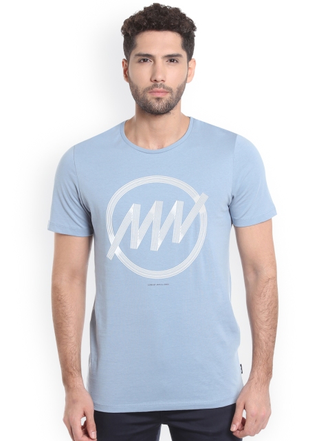 

Jack & Jones Men Blue Printed Round Neck T-shirt