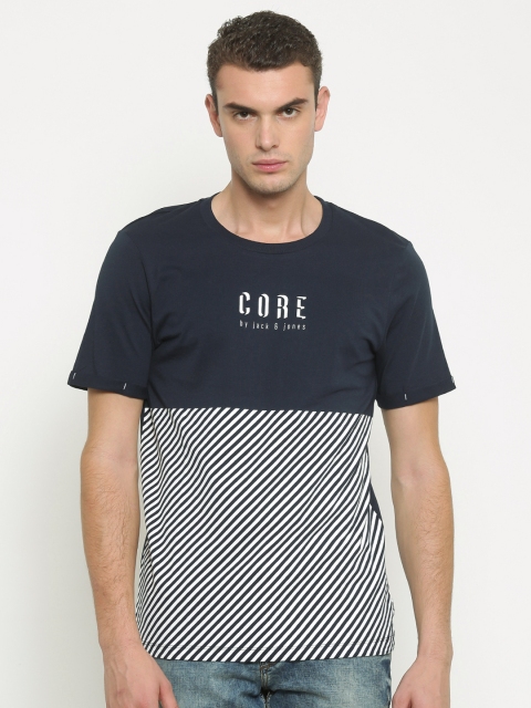 

Jack & Jones Men Navy Blue Printed Round Neck T-shirt
