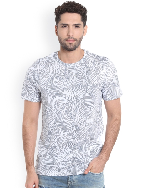 

Jack & Jones Men White & Blue Printed T-shirt