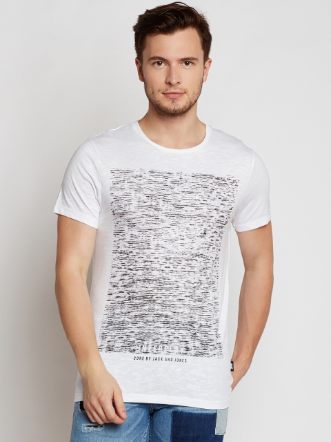 

Jack & Jones Men White Printed Round Neck T-shirt