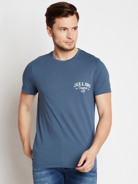 

Jack & Jones Men Blue Solid Round Neck T-shirt