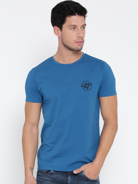

Jack & Jones Men Blue Printed Round Neck T-shirt