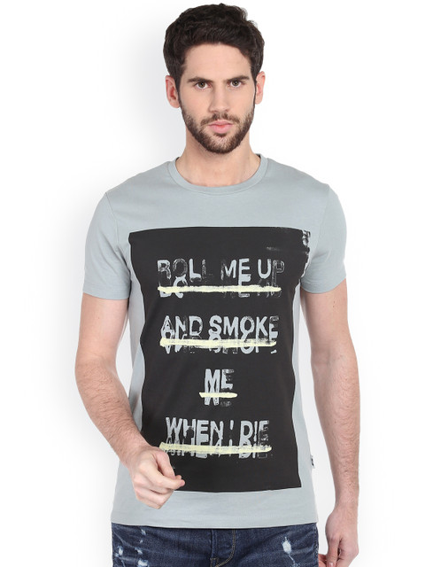 

Jack & Jones Men Grey Printed Round Neck T-shirt