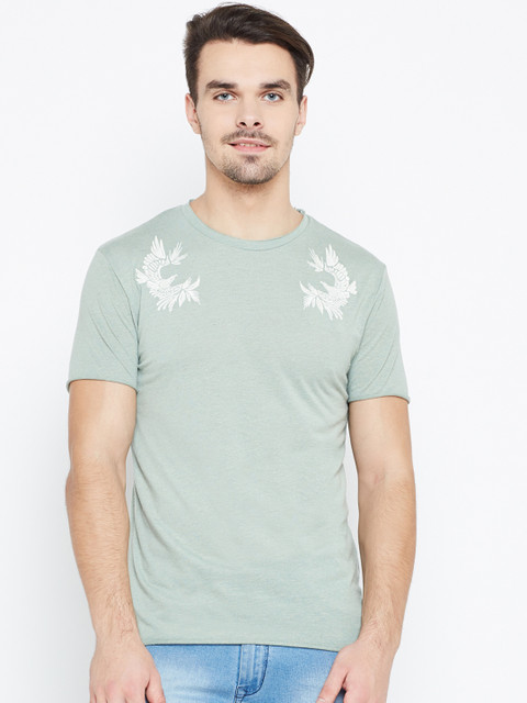 

Jack & Jones Men Green Embroidered Detail Round Neck T-shirt