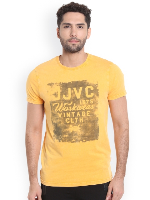 

Jack & Jones Men Yellow Printed Round Neck T-shirt
