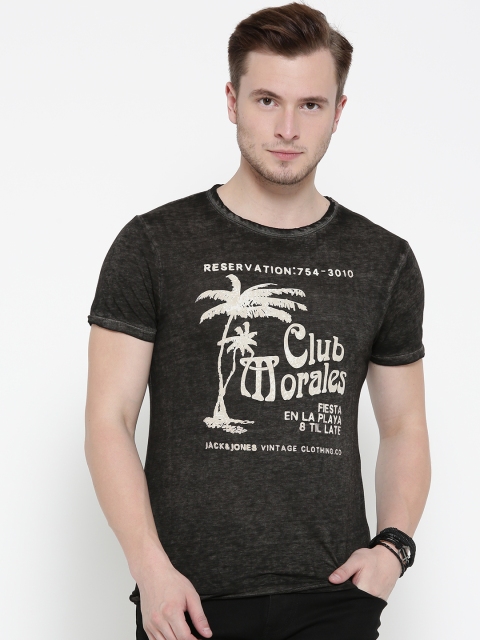 

Jack & Jones Men Black Printed Round Neck T-shirt
