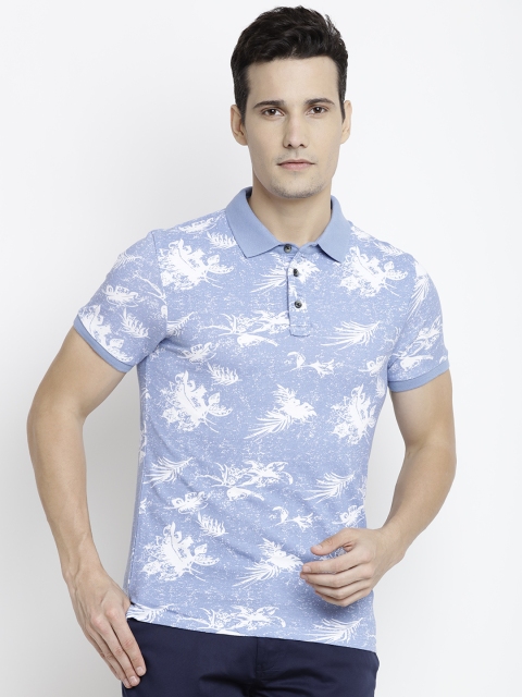 

Jack & Jones Men Blue Printed Polo Collar T-shirt