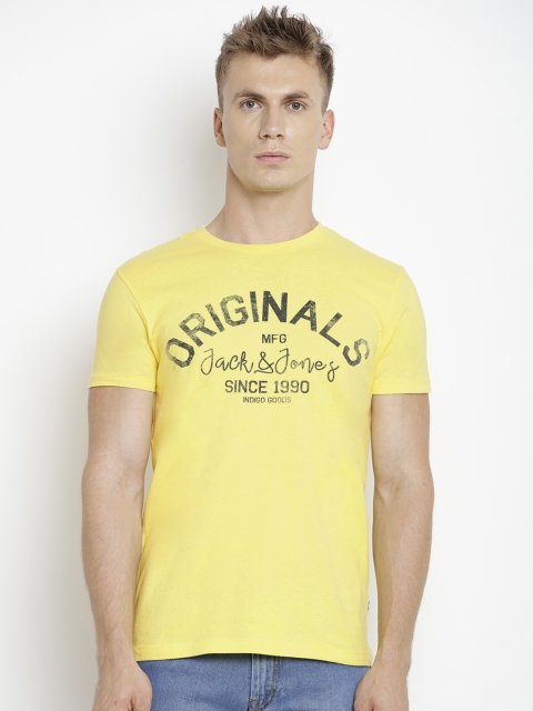 

Jack & Jones Men Yellow Printed Round Neck T-shirt