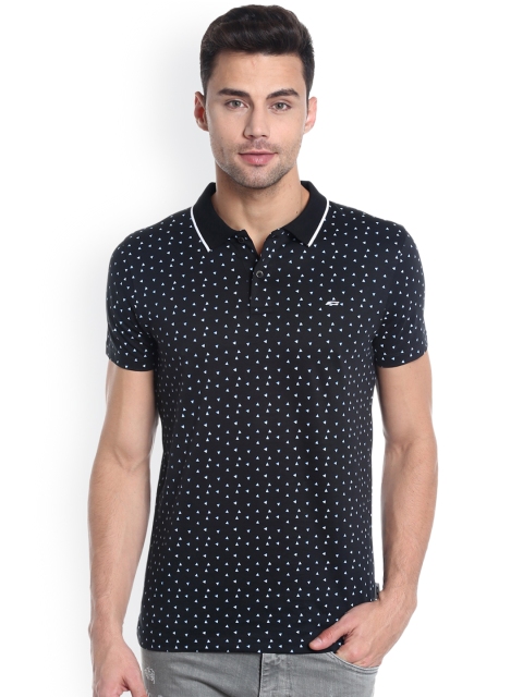 

Jack & Jones Men Black Printed Polo Collar Slim Fit T-shirt