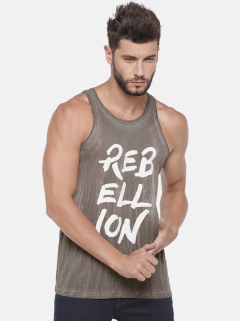 

Jack & Jones Men Mauve Printed Round Neck Sleeveless T-shirt
