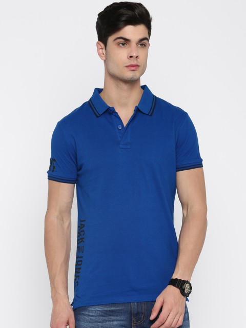 

Jack & Jones Men Navy Blue Polo Collar T-shirt