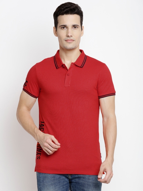 

Jack & Jones Men Red Solid Polo Collar T-shirt