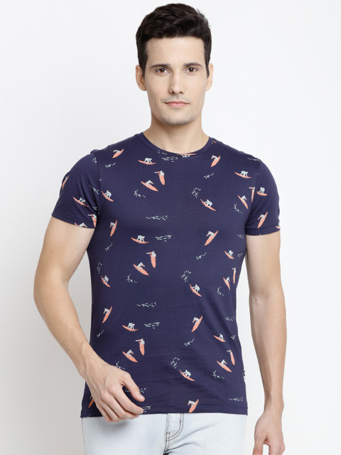 

Jack & Jones Men Navy Blue Printed Round Neck T-shirt