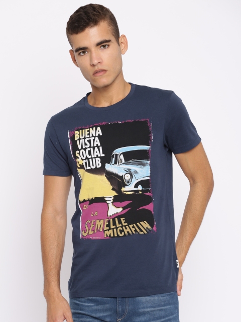 

Jack & Jones Men Navy Blue Printed Round Neck T-shirt