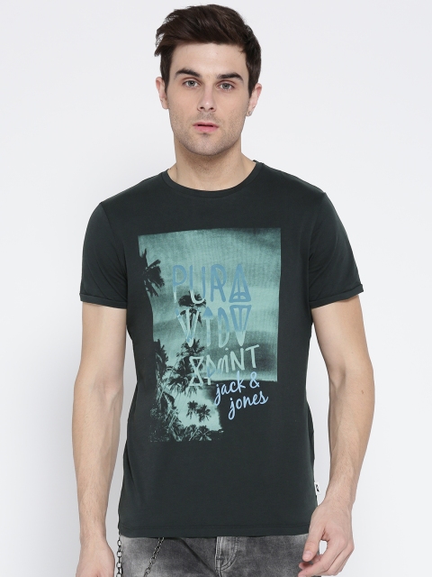 

Jack & Jones Men Black Printed Round Neck T-shirt