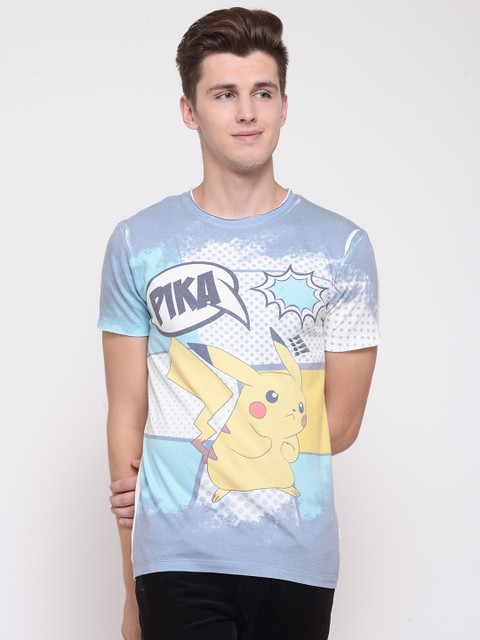 

Jack & Jones Men White & Blue Printed Round Neck T-shirt