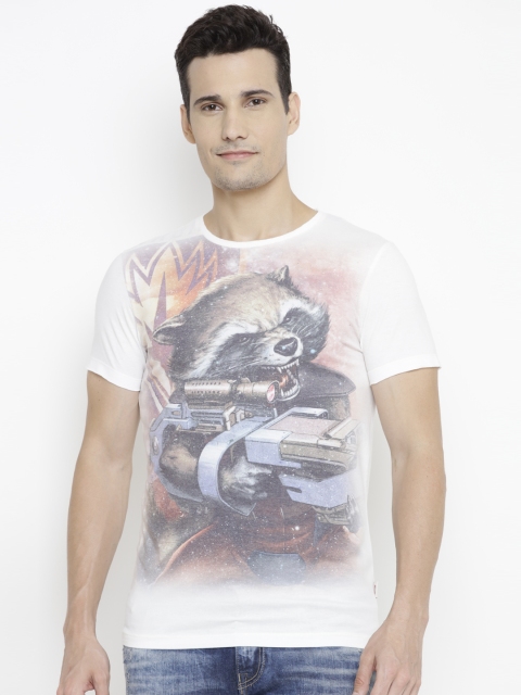 

Jack & Jones Men White Printed Round Neck T-shirt
