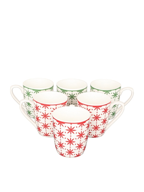 

Femora White & Red Set of 6 Printed Bone China Glossy Cups and Mugs