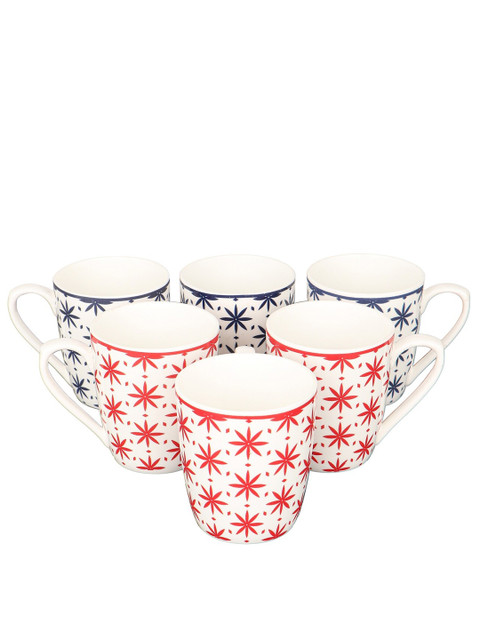 

Femora White Printed Set of 6 Bone China Glossy Cups and Mugs