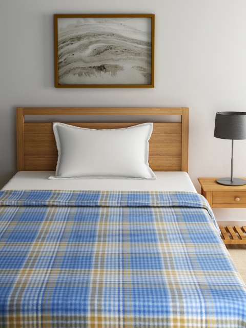 

Raymond Home Blue Checked Wool Heavy Winter Single Blanket