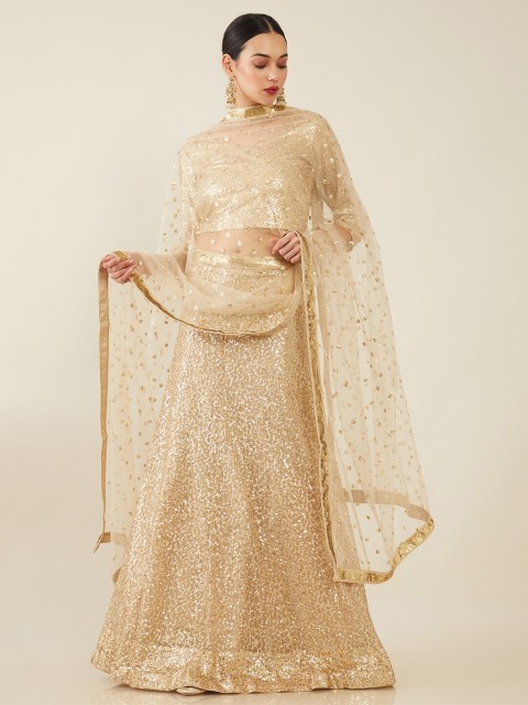 

Soch Gold-Toned Embellished Unstitched Dress Material