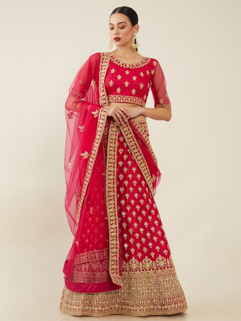 

Soch Pink & Gold-Toned Embroidered Unstitched Dress Material
