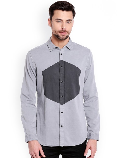 

Jack & Jones Men Grey Classic Slim Fit Printed Casual Shirt