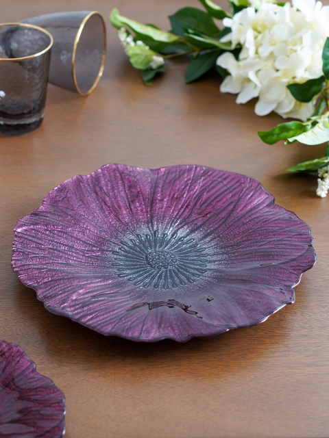 

Pure Home and Living Purple Set Of 2 Textured Glass Matte Plates