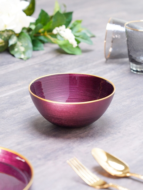 

Pure Home and Living Purple & 2 Pieces Handcrafted Printed Glass Matte Bowls