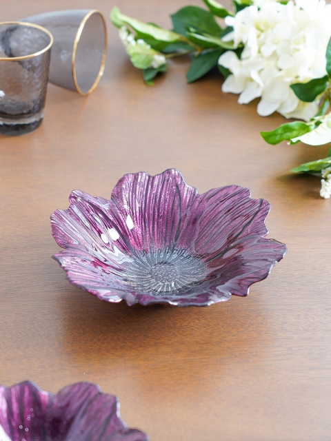 

Pure Home and Living Pack of 2 Textured Glass Glossy Bowls, Purple