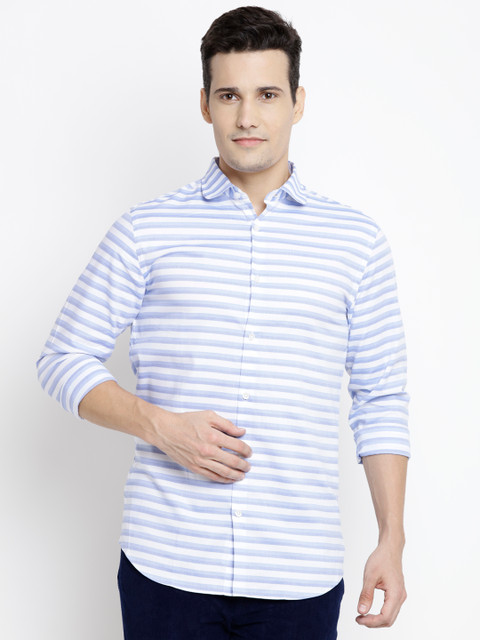 

Jack & Jones Men Blue & White Slim Fit Striped Casual Shirt