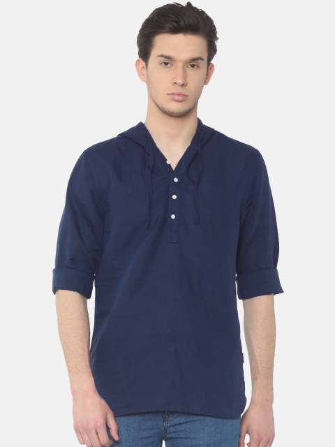 

Jack & Jones Men Blue Regular Fit Solid Hooded Casual Shirt