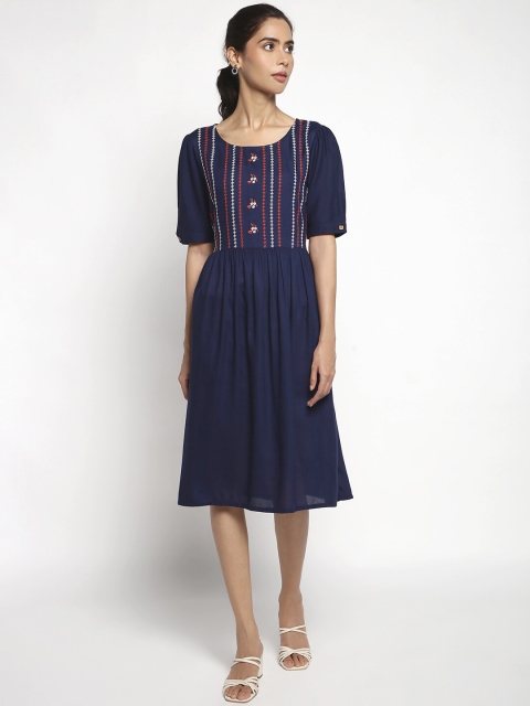 

AURELIA Navy Blue Chiffon Ethnic Dress