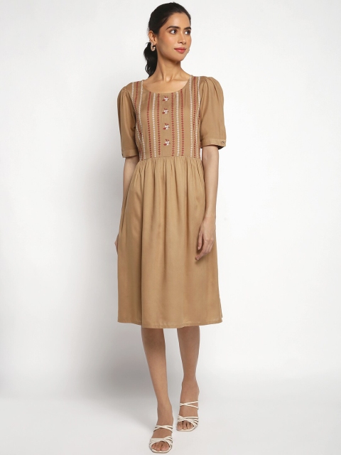 

AURELIA Beige Chiffon Ethnic Dress