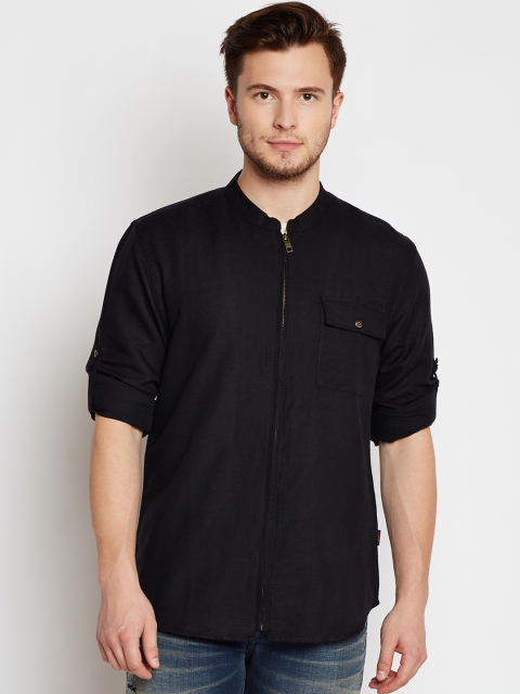 

Jack & Jones Men Black Slim Fit Solid Casual Shirt