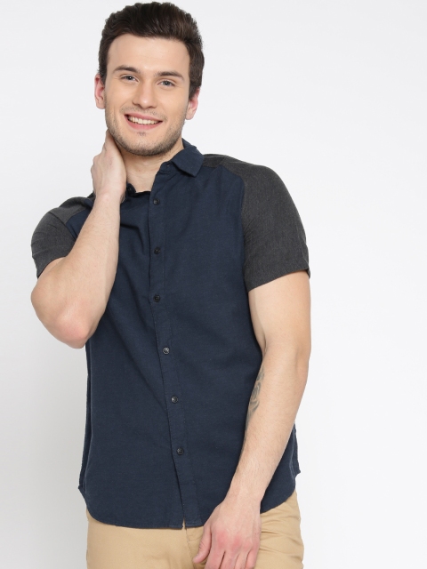 

Jack & Jones Men Navy Blue Classic Slim Fit Solid Casual Shirt