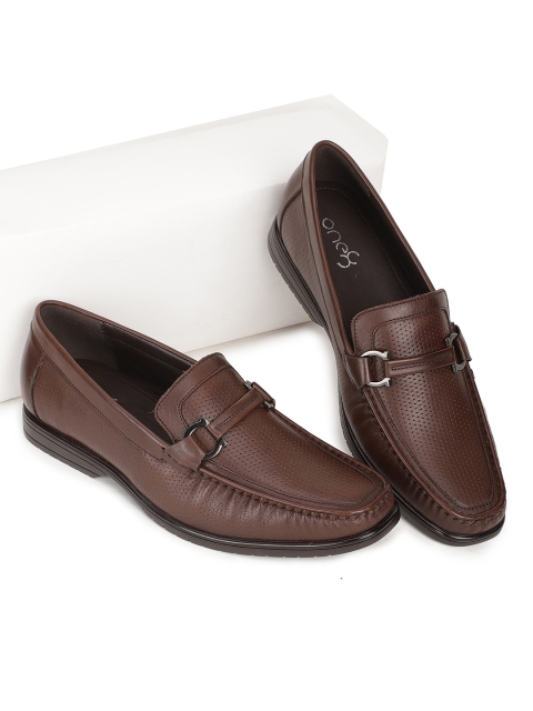 

One8 Men Brown Leather Formal Horsebit Loafers