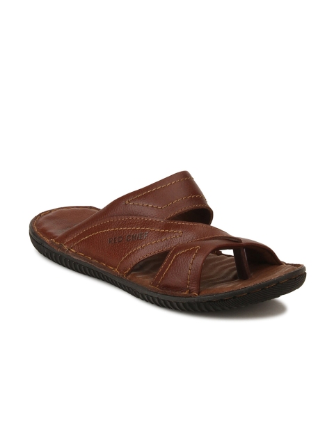 

Red Chief Men Tan Solid Leather Comfort Sandals
