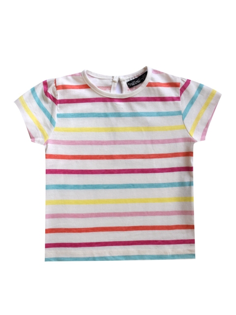 

milou Boys White Striped Cotton T-shirt