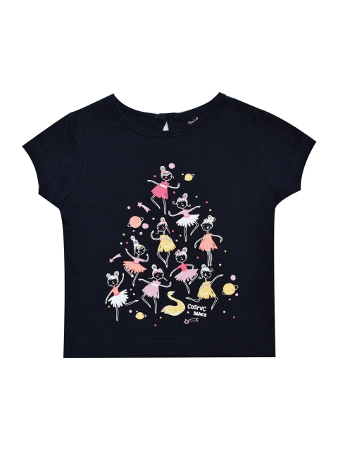 

milou Boys Navy Blue Floral Printed Cotton T-shirt