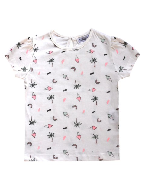

milou Boys White Printed Cotton T-shirt