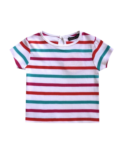 

milou Boys White Striped Cotton T-shirt