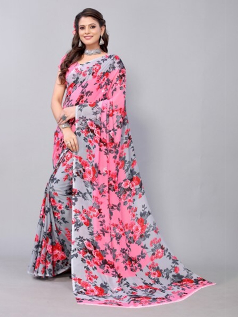 

Yashika Peach-Coloured & Grey Floral Saree