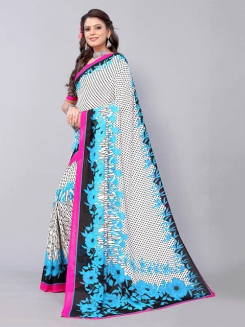 

Yashika White & Blue Georgette Saree